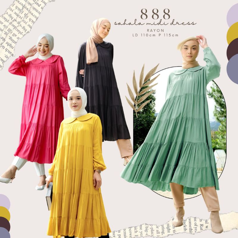 ขายส่ง Series 888 Sahala Midi Dress เสื้อยาวเรยอน LD110