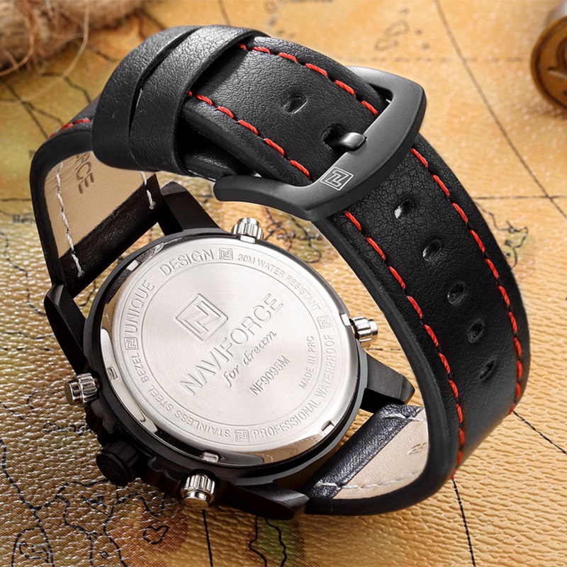 Naviforce  นาฬิกาข้อมือผู้ชาย สปอร์ตแฟชั่น รุ่น NF9095 สายหนัง กันน้ำ ระบบอนาล็อก