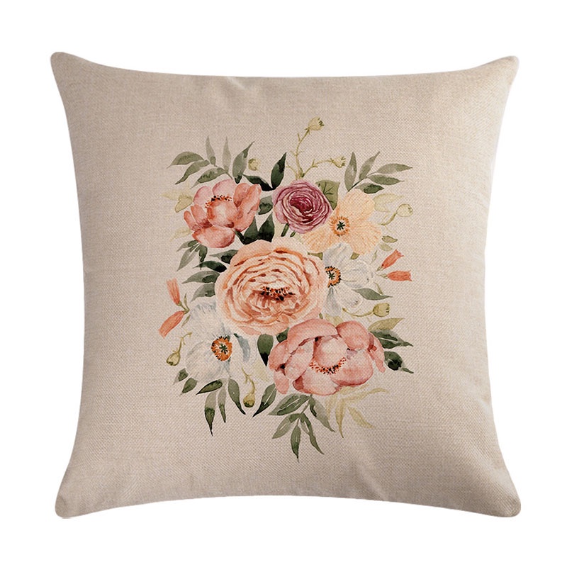 ปลอกหมอน ผ้าลินิน ลายดอกไม้ ขนาด 45x45 ซม. สําหรับตกแต่งบ้าน รถยนต์ - รูปที่ 3