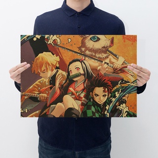 ดาบพิฆาตอสูร โปสเตอร์ อนิเมะDemonSlayer ขนาด50*35 ใหญ่มาก สำหรับตกแต่งห้อง ตกแต่งผนัง ของสะสม