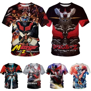 ใหม่ เสื้อยืดลําลอง แขนสั้น พิมพ์ลายอนิเมะ Mazinger Z 3D สไตล์ฮิปฮอป แฟชั่นฤดูร้อน สําหรับผู้ชาย และผู้หญิง