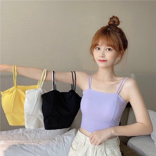 🍍พร้อมส่ง🍍994🍍เสื้อสายเดี่ยคอเหลี่ยม ‼️รุ่นมีฟองน้ำ‼️ สวยสุดแฮปปี้ก๋า ผ้าเรย่อนเปิดหลัง