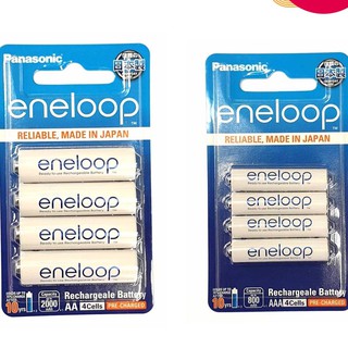 ถ่านชาร์จ Panasonic Eneloop AA up to 2000 mAh 4pcs+ AAA up to 800 mAh 4pcs ของแท้