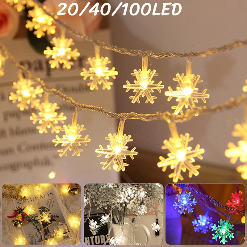 พร้อมส่ง 10/20/40/100LEDไฟตกแต่ง ไฟเกล็ดหิมะ น่ารักมาไฟแต่งห้องนอนโคมไฟตกแต่งคริสต์มาส