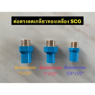 ข้อต่อลด ข้อต่อตรงลดเกลียวทองเหลือง-หนา SCG (สีฟ้า) ขนาด 3/4”x1/2”,1”x1/2”และ1”x3/4” ข้อต่อถังเก็บน้ำ ข้อต่อปั๊มน้ำ