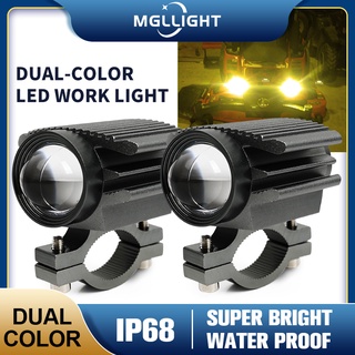 MGLLIGHT 2PCS 6000LM  ไฟ Led สปอร์ตไลท์ ไฟหน้า Led ขนาดเล็กสําหรับรถจักรยานยนต์รถ สปอตไลท์สองสี ATV