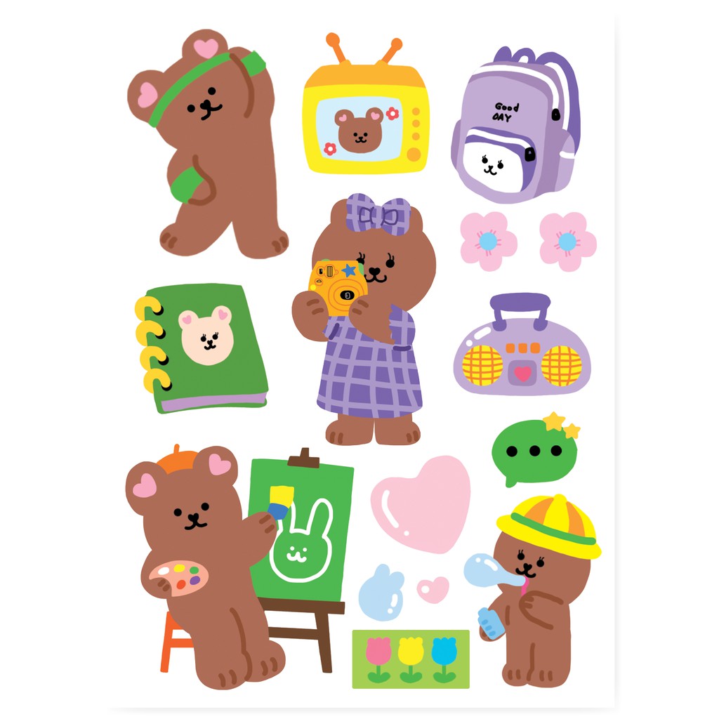 Juicy Bear Sticker (Basic) สติ๊กเกอร์น้องหมี แบรนด์ Second Mansion จากเกาหลี ของแท้