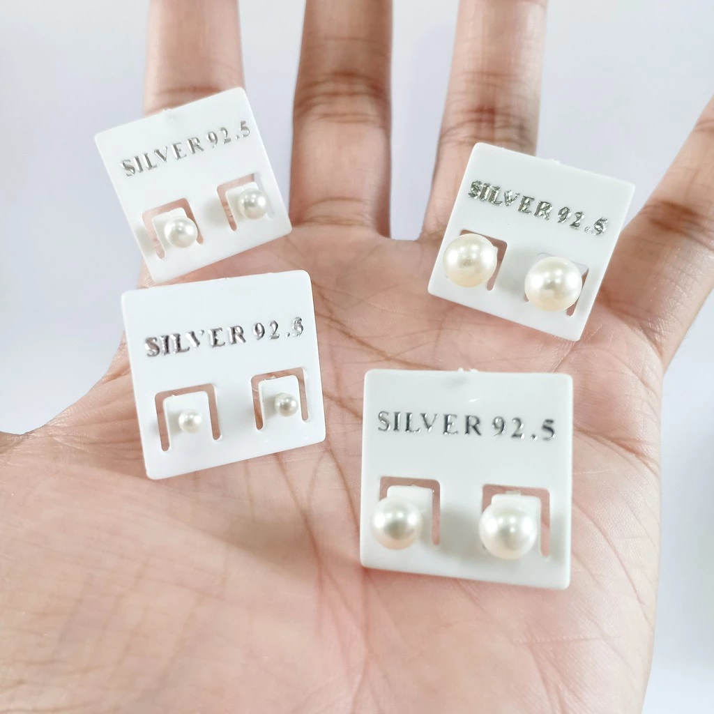 ต่างหูเงินแท้ Pearl Earrings 92.5% (มุกน้ำจืด & มุกเกาหลี)