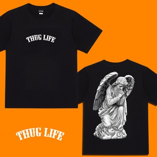 เสื้อยืดผ้าฝ้ายพิมพ์ลายแฟชั่น เสื้อยืดแขนสั้น พิมพ์ลาย West Coast Angel Statue Street สไตล์วินเทจ สําหรับผู้ชาย