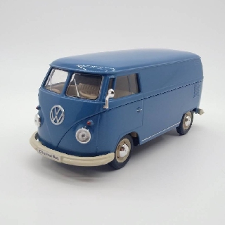 รถโมเดล รถแวนท้ายรถ ประตูข้าง เปิดได้ WELLY 1:24 1963 volkswagen T1 Bus สีฟ้า