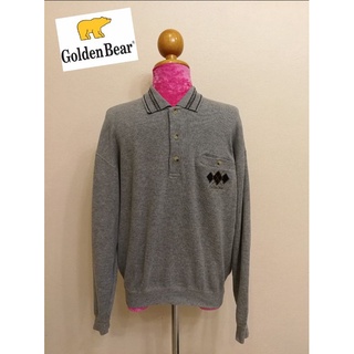 Golden Bear Brand_2nd เสื้อโปโลแขนยาวปลายเสื้อมีจ้ำผ้าฝ้าย 100% แท้มือสองกระสอบนำเข้า