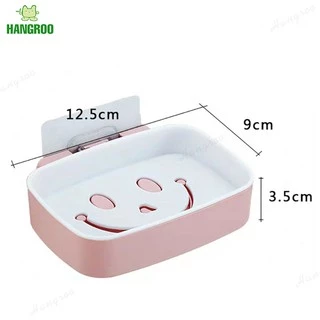 HANGROO H554 กล่องสบู่ ลายหน้ายิ้ม ที่วางสบู่ ใส่สบู่แบบก้อน ติดผนังได้ ไม่ต้องเจาะผนัง