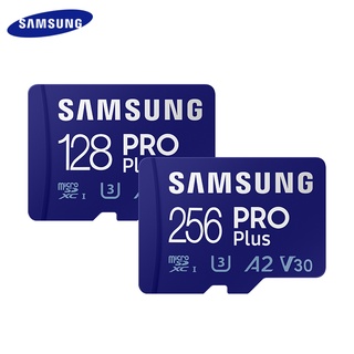 การ์ดหน่วยความจํา SAMSUNG PRO Plus MicroSDXC 128GB 256GB 512GB V30 A2 UHS-III อ่านสูงสุด 160MB/s การ์ด TF พร้อมอะแดปเตอร์ Micro SD สําหรับกล้อง 4K