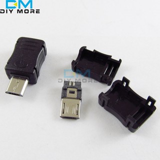 10 ชิ้น diy micro usb 5 pin t port male ปลั๊กซ็อกเก็ตเชื่อมต่อ &amp; ฝาครอบพลาสติก