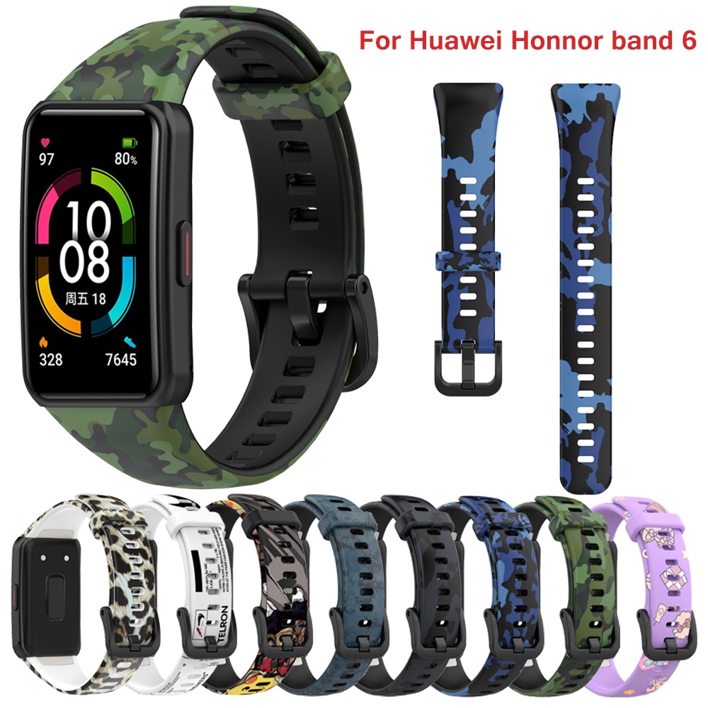 สายนาฬิกาข้อมือซิลิโคน พิมพ์ลาย สําหรับ Huawei Band 6 Honor Band6