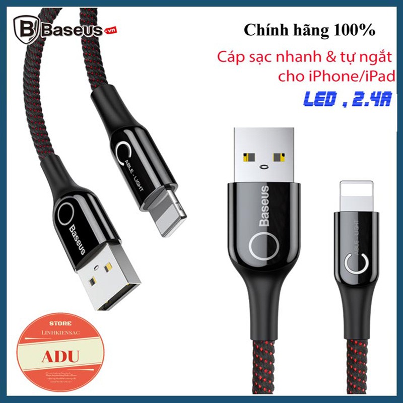 ของแท้ Baseus Shape Light Quickcharge 2.4A เชื่อมต่ออัตโนมัติสายชาร์จสําหรับ Iphone 5/5s,6/6s,6plus/
