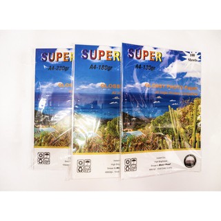 SUPER GLOSSY PHOTO PAPER กระดาษโฟโต้ผิวมันเงา130 แกรม ขนาด A4 (รีมละ100 แผ่น)
