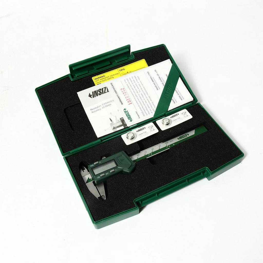 เวอร์เนียดิจิตอล 0-100MM/0-4” INSIZE ทำจาก Stainless แบตเตอรี่ SR44, LR44 INSIZE 1111-100A เวอร์เนีย