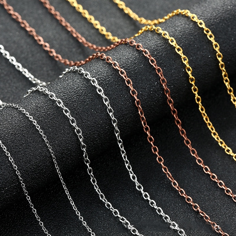 เครื่องประดับ สร้อยคอโซ่เหล็ก ชุบทองแดง ชุบไฟฟ้า รูปตัว O สีแดง สีเงิน ความสว่างสูง