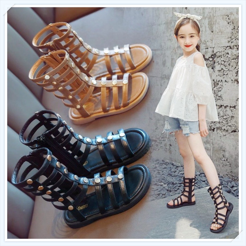 รองเท้าแตะแฟชั่นเกาหลี เด็กผู้หญิง สไตล์โรมัน เจ้าหญิงน้อย ฤดูร้อน