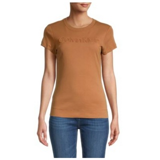 CalvinKlein เสื้อยืด อักษร นูน Embossed Logo Tee