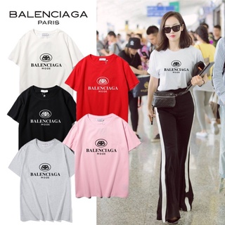 [S-5XL]เสื้อยืดแขนสั้นลําลอง ผ้าฝ้าย พิมพ์ลาย BAL-en-C-iaga ขนาดใหญ่ แฟชั่นคู่รัก สไตล์คลาสสิก สําหรับผู้ชาย และผู้หญิง