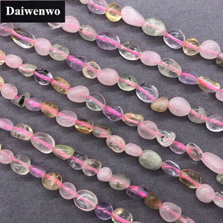 Colorful Quartz Crystal Beads สีสันควอตซ์คริสตัลลูกปัดหินธรรมชาติกรวดผิดปกติ DIY แบน