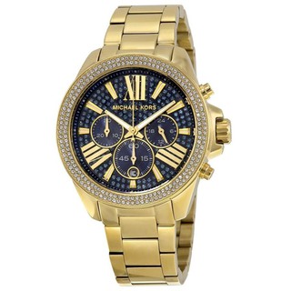 Michael Kors Womens Wren Gold-Tone Bracelet Watch with BlueCrystals MK6291