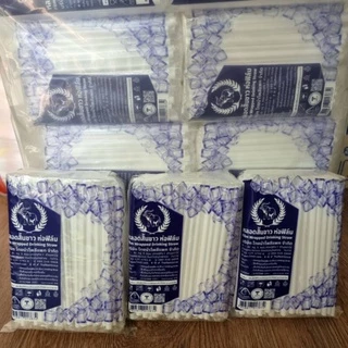 หลอดตรงสั้นขาว ห่อฟิล์ม ขนาด 6 มม. ยาว 15 ซม. สะอาด ปลอดภัย พลาสติกหนา สินค้าคุณภาพ 1 ห่อมี100 อัน #หลอดดูดน้ำ