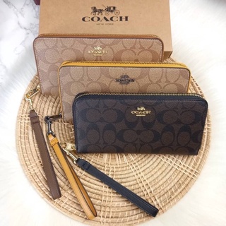 COACH LONG ZIP AROUND WALLET IN SIGNATURE CANVAS (COACH C4452/A2181)