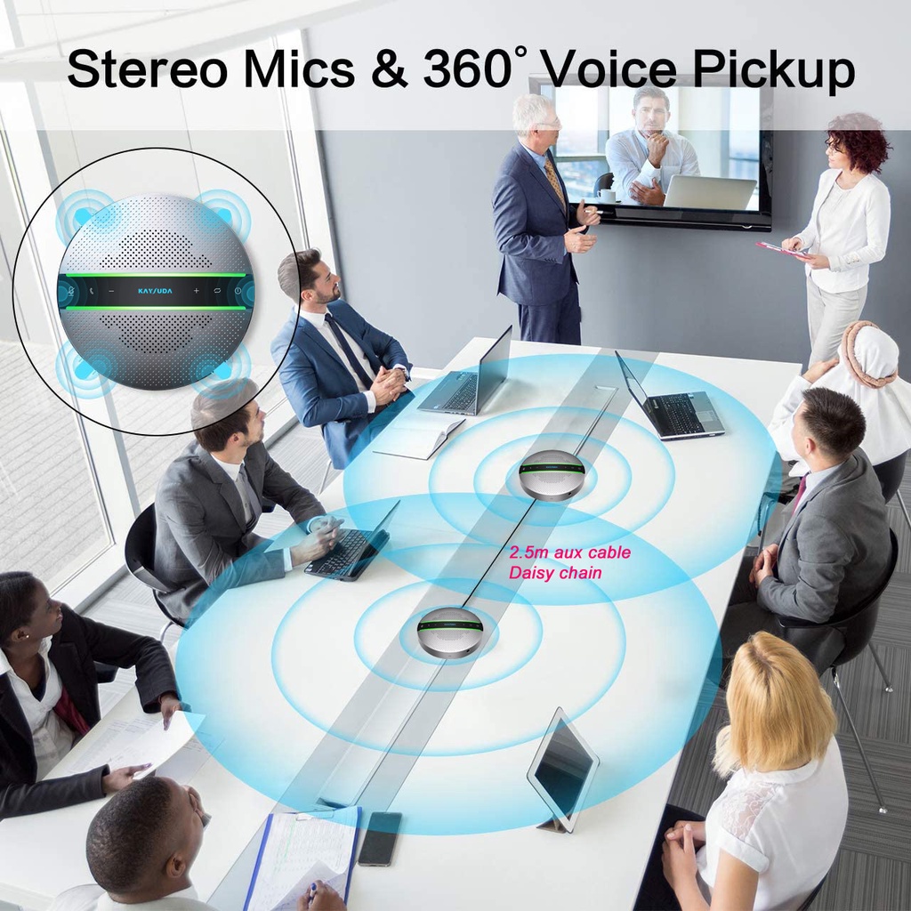 ลำโพงประชุม พร้อมไมค์ Kaysuda SP300 Bluetooth Speakerphone 360º Voice Pickup 6 Mic Video Conference