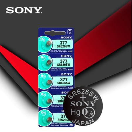 ของแท้ SR626SW  ถ่านกระดุม Sony รุ่น 377 SR626SW SR626 AG4 1.55V (1 แผง มี 5 ก้อน)