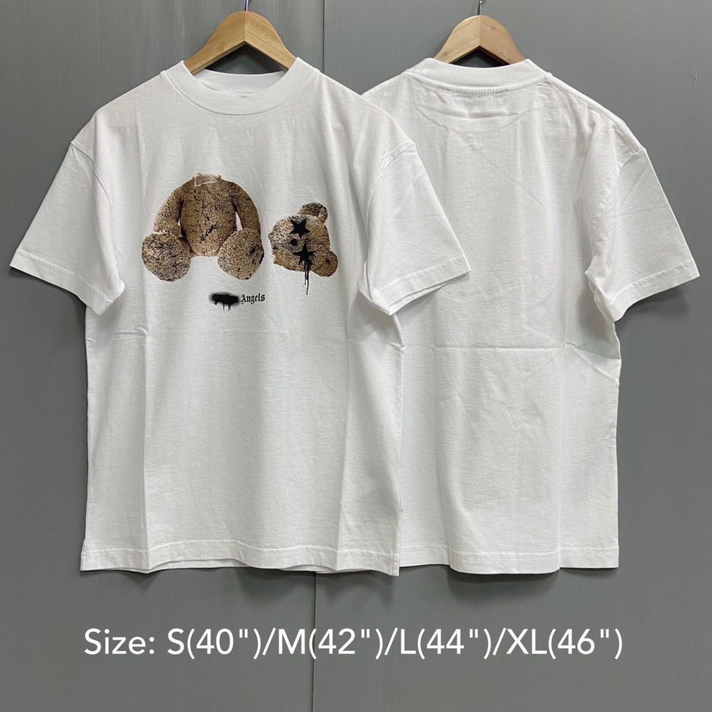 💥สอบถามstockก่อนกดสั่ง Palm Angels Spray Bear headless tee สีขาว t-shirt เสื้อยืด หมี ตาดาว สเปร์ย ปาล์มแองเจิล ของแท้