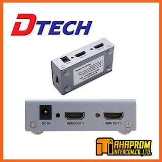 กล่องแยกสัญญาณ 1ออก 2 จอ Splitter 1x2 -3D- 4Kx2K DTECH (VD040A).