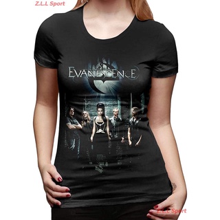 เสื้อยืดผ้าฝ้ายพิมพ์ลายGingerDHallberg Evanescence T Shirt Womens Short Sleeve Tee Shirts Evanescence อีวาเนสเซนซ์ วงร็อ
