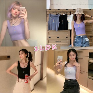 1LDK🌈พร้อมส่ง🌈เสื้อกล้ามเเต่งกระดุมหัวใจ  ผ้าร่อง น่ารัก (3781)