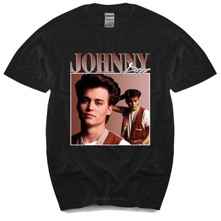 เสื้อยืดคอกลม พิมพ์ลาย Johnny Depp 90s สไตล์วินเทจ สีดํา สําหรับผู้ชาย ผู้หญิงSize S-5XL