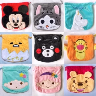 🎒กระเป๋าหูรูดลายการ์ตูน 6x6 นิ้ว “ไซท์เล็ก” ผ้านุ่ม คุณภาพเยี่ยม👍🏻