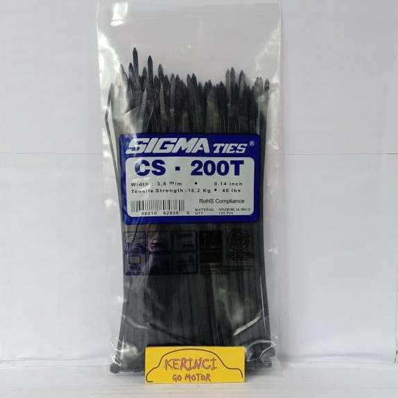 SIGMA CS 200T สายสีดํา TIES 20ซม. 1 แพ็ค - สาย INSULOK