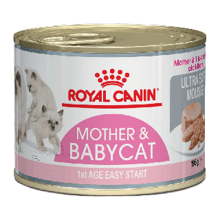 Royal Canin Mother & Baby Cat 1 กระป๋อง (195 กรัม/กระป๋อง) อาหารเปียก อาหารแมว มูสนิ่ม สำหรับลูกแมวและแม่แมว