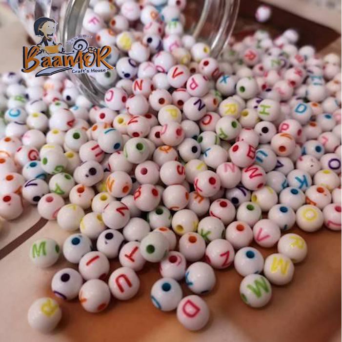 30g ABC17001 ลูกปัด ABC กลม มีรูร้อยเชือก ขนาด 7 มิล น้ำหนัก 30 กรัม