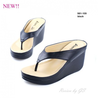 SHOES-DOODEE 	รองเท้าเตารีดสไตล์หนีบลำลอง งานหนังพียูเนื้อนิ่ม	981-109B5-BLK  [สีดำ]