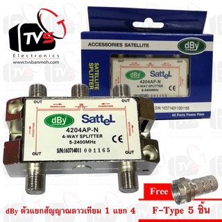 dBy ตัวแยก4ทาง 4-WAY Splitter สำหรับสัญญาณเสาอากาศทีวีดิจิทัลและสัญญาณจานดาวเทียม 5-2400MHz แถม F-Type 5 ชิ้น