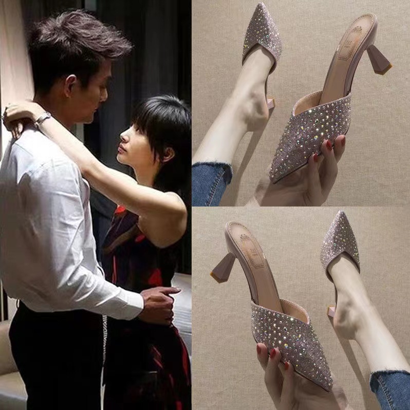 ส่งจากในไทย รองเท้าส้นสูงหัวแหลม ปลายแหลมสวยงดงาม สูง5cmสุดแฟชั่น