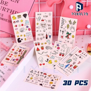 PIXELTH (30 ชิ้น) TATTOO แทททูคละลาย สติ๊กเกอร์tattoo สติ๊กเกอร์ แทททูติดผิวแทททูลายการ์ตูนน่ารัก ติดแน่น ไม่เป็นอันตราย