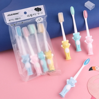 เซทแปรงสีฟันเด็กสไตล์ญี่ปุ่น 4 ชิ้น ลายหมีและกระต่าย ด้ามจับจับง่าย ฐานแปรงมียางวางตั้งได้ น่ารัก แปรงสีฟันเด็ก
