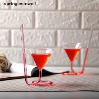 [springevenwell] ใหม่ พร้อมส่ง หลอดดูดแก้วค็อกเทล แบบเกลียว หางยาว สร้างสรรค์