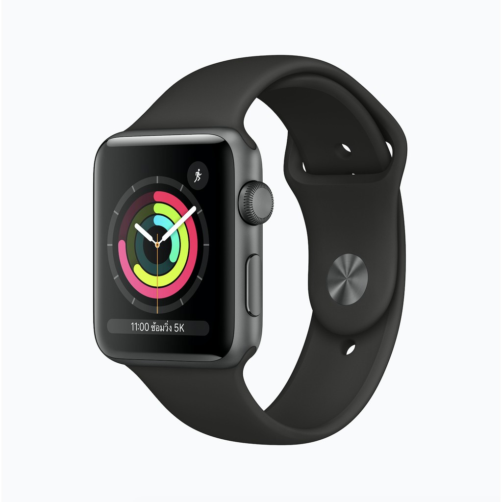 Apple Watch Series 3 Space Grey Aluminium Case with Black Sport Band ; iStudio by UFicon