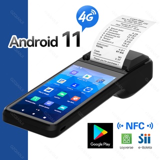 Android11 เทอร์มินัล POS PDA WIFI 4G NFC พร้อมบลูทูธ 2+16GB มือถือ POS เครื่องพิมพ์ 58 มม. รองรับ Google Play Loyverse