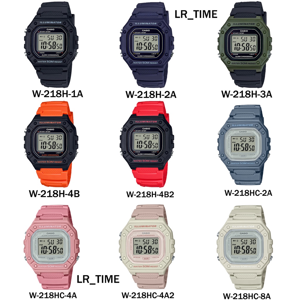 Casio ของแท้ 100% W-218H-1A/W-218H-2A/W-218H-3A/W-218H-4B/W-218H-4B2/W-218HC นาฬิกาผู้หญิง ประกัน 1 